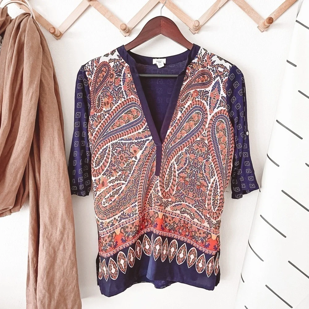 Anthropologie Tiny Paisley Persian Pear Top - Picture 1 of 3